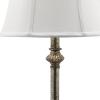 SAFAVIEH Lighting Collection Rimini Traditional Rustic Farmhouse Antique Silver 34-inch Bedroom Living Room Home Office Desk Nightstand Table Lamp Set of 2 (LED Bulbs Included)