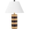 SAFAVIEH Lighting Collection Shea Light Brown & Dark Brown Stripe 24-inch Table Lamp for Bedroom, Living Room, Home Office, Desk, Nightstand (LED Bulb Included)(Light Brown/Dark Brown)