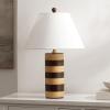 SAFAVIEH Lighting Collection Shea Light Brown & Dark Brown Stripe 24-inch Table Lamp for Bedroom, Living Room, Home Office, Desk, Nightstand (LED Bulb Included)(Light Brown/Dark Brown)