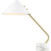 SAFAVIEH Lighting Collection Shields White/Brass 21-inch Table Lamp (LED Bulb Included)