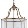 SAFAVIEH Lighting Collection Sutton Place Farmhouse Brass 13-inch Diameter 4-light Adjustable Hanging Pendant Light Fixture (LED Bulbs Included)