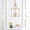 SAFAVIEH Lighting Collection Sutton Place Farmhouse Brass 13-inch Diameter 4-light Adjustable Hanging Pendant Light Fixture (LED Bulbs Included)