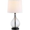 SAFAVIEH Lighting Collection Targari Black/ Clear Crystal 19-inch Bedroom Living Room Home Office Desk Nightstand Table Lamp (LED Bulb Included)