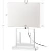 SAFAVIEH Lighting Collection Town Square Modern Square Crystal 21-inch Bedroom Living Room Home Office Desk Nightstand Table Lamp (LED Bulb Included)(Clear/White – with USB)