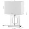 SAFAVIEH Lighting Collection Town Square Modern Square Crystal 21-inch Bedroom Living Room Home Office Desk Nightstand Table Lamp (LED Bulb Included)(Clear/White)