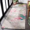 SAFAVIEH Washable Rug Outdoor Barbados Collection – 5’3″ x 7’6″, Grey & Pink, Non-Shedding & Easy to Clean, Ideal for Patio, Backyard, Mudroom (BAR551F)(Grey/Pink)