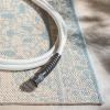 SAFAVIEH Washable Rug Outdoor Beach House Collection – 5’3″ x 7’6″, Cream & Beige, Non-Shedding & Easy to Clean, Ideal for Patio, Backyard, Mudroom (BHS174A)(Aqua/Cream)