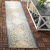 SAFAVIEH Washable Rug Outdoor Beach House Collection – 5’3″ x 7’6″, Cream & Beige, Non-Shedding & Easy to Clean, Ideal for Patio, Backyard, Mudroom (BHS174A)(Blue/Creme)