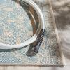 SAFAVIEH Washable Rug Outdoor Beach House Collection – 5’3″ x 7’6″, Cream & Beige, Non-Shedding & Easy to Clean, Ideal for Patio, Backyard, Mudroom (BHS174A)(Cream/Aqua)
