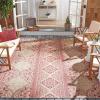 SAFAVIEH Washable Rug Outdoor Beach House Collection – 5’3″ x 7’6″, Cream & Beige, Non-Shedding & Easy to Clean, Ideal for Patio, Backyard, Mudroom (BHS174A)(Red/Creme)