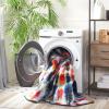 SAFAVIEH Washable Rug Paint Brush Collection – 5’5″ x 7’6″, Black & Coral, Slip Resistant & Easy to Clean, Ideal for Living Room, Bedroom, Nursery, Kids Playroom, Dining Space (PTB126F)(Black/Coral)