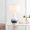 Safavieh Lighting Collection Alfio Navy / White 28-inch Bedroom Living Room Home Office Desk Nightstand Table Lamp (LED Bulb Included)(Navy/Gold)