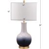 Safavieh Lighting Collection Alfio Navy / White 28-inch Bedroom Living Room Home Office Desk Nightstand Table Lamp (LED Bulb Included)(Navy/Gold)