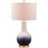 Safavieh Lighting Collection Alfio Navy / White 28-inch Bedroom Living Room Home Office Desk Nightstand Table Lamp (LED Bulb Included)(Navy/Gold)