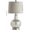 Safavieh Lighting Collection Atlas Luster Crackle/ Light Grey Shade 24-inch Bedroom Living Room Home Office Desk Nightstand Table Lamp (LED Bulb Included)(Mercury)