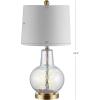 Safavieh Lighting Collection Atlas Luster Crackle/ Light Grey Shade 24-inch Bedroom Living Room Home Office Desk Nightstand Table Lamp (LED Bulb Included)(Luster Crackle)