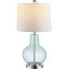 Safavieh Lighting Collection Atlas Luster Crackle/ Light Grey Shade 24-inch Bedroom Living Room Home Office Desk Nightstand Table Lamp (LED Bulb Included)(Blue Crackle)