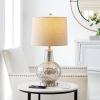 Safavieh Lighting Collection Atlas Luster Crackle/ Light Grey Shade 24-inch Bedroom Living Room Home Office Desk Nightstand Table Lamp (LED Bulb Included)(Mercury)