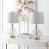 Safavieh Lighting Collection Atlas Luster Crackle/ Light Grey Shade 24-inch Bedroom Living Room Home Office Desk Nightstand Table Lamp (LED Bulb Included)(Luster Crackle)