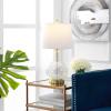 Safavieh Lighting Collection Atlas Luster Crackle/ Light Grey Shade 24-inch Bedroom Living Room Home Office Desk Nightstand Table Lamp (LED Bulb Included)(Luster Crackle)