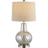 Safavieh Lighting Collection Atlas Luster Crackle/ Light Grey Shade 24-inch Bedroom Living Room Home Office Desk Nightstand Table Lamp (LED Bulb Included)(Mercury)