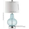 Safavieh Lighting Collection Atlas Luster Crackle/ Light Grey Shade 24-inch Bedroom Living Room Home Office Desk Nightstand Table Lamp (LED Bulb Included)(Blue Crackle)