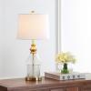 Safavieh Lighting Collection Camden Clear/ Brass Gold 25-inch Bedroom Living Room Home Office Desk Nightstand Table Lamp (LED Bulb Included)
