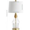 Safavieh Lighting Collection Camden Clear/ Brass Gold 25-inch Bedroom Living Room Home Office Desk Nightstand Table Lamp (LED Bulb Included)