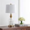 Safavieh Lighting Collection Camden Clear/ Brass Gold 25-inch Bedroom Living Room Home Office Desk Nightstand Table Lamp (LED Bulb Included)