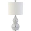 Safavieh Lighting Collection Clarabel Silver Chrome Studded 20-inch Bedroom Living Room Home Office Desk Nightstand Table Lamp (LED Bulb Included)