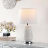 Safavieh Lighting Collection Stark Plated Silver 28-inch Bedroom Living Room Home Office Desk Nightstand Table Lamp (LED Bulb Included)(White)