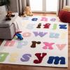 SAFAVIEH Kids Collection Area Rug – 5′ x 8′, Ivory & Multi, Handmade Alphabet Letters Wool, Ideal for High Traffic Areas in Living Room, Bedroom (SFK389A)(Ivory/Multi)