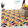SAFAVIEH Kids Shag Collection Accent Rug – 3′ x 5′, Ivory & Multi, Rainbow Design, Non-Shedding & Easy Care, 2-inch Thick Ideal for High Traffic Areas in Entryway, Living Room, Bedroom (SGK565A)