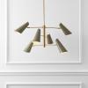 SAFAVIEH Lighting – Atena 6-Light Chandelier – Brass & Green Adjustable Pivoting Heads – 39-Inch Wide Modern Ceiling Fixture for Dining Room, Foyer (CHA4082A)(Brass/Green)
