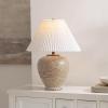SAFAVIEH Lighting – Claude 22-Inch Table Lamp – Brown & White Abstract Design with Pleated Shade – Ideal for Living Room, Bedroom, Nightstand, Reading Nook, LED Bulb Included (TBL4688A)(Brown)