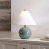 SAFAVIEH Lighting – Giana 17.5-Inch Round Table Lamp – Blue Ceramic – Ideal for Living Room, Bedroom, Nightstand, Reading Nook, LED Bulb Included (TBL4695A)(Blue)
