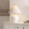 SAFAVIEH Lighting – Leanni 22-Inch Table Lamp – White Resin & Oatmeal Shade – Ideal for Living Room, Bedroom, Nightstand, Reading Nook, LED Bulb Included (TBL4680A)(White)