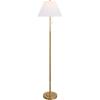 SAFAVIEH Lighting Collection – Christin Brass & Natural Rattan Floor Lamp, 68-Inch Tall Modern Standing Lamp with Empire Shade & Pull Chain (FLL4151A)(Brass/Natural)