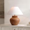 SAFAVIEH Lighting Collection – Clay Brown Resin Table Lamp, 22″ Decorative Accent Light with Fabric Shade, E26 Bulb Compatible (TBL4656A)(Brown)