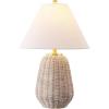 SAFAVIEH Lighting Collection – Isaura Light Grey Rattan 25 Inch Table Lamp with Shade and Bulb Included, Coastal Accent Lighting (TBL4679A)(Light Gray)