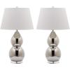 SAFAVIEH Lighting Collection – Jill 27″ Double Gourd Ceramic Table Lamp, Yellow with White Shade (LIT4093H)(Silver – Set of 2)