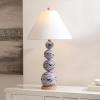 SAFAVIEH Lighting Collection – Juniper Blue & White Ceramic Table Lamp, 32″ Decorative Accent Light with Fabric Shade, E26 Bulb Compatible (TBL4658A)(White/Blue)