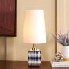 SAFAVIEH Lighting Collection – Kye Blue & White Resin Table Lamp, 24″ Modern Accent Light with Fabric Shade, E26 Bulb Compatible (TBL2025A)(Blue/White)