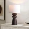 SAFAVIEH Lighting Collection – Monika Antique Black Resin Table Lamp with Fabric Shade, 25″ Modern Bedside or Living Room Light, E26 Bulb Compatible (TBL4650A)(Antique Black)