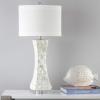 SAFAVIEH Lighting Collection – Shelley Coastal White Capiz Shell Table Lamp, Concave Shell Design, LED Bulb Included (LITS4146A)
