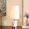 SAFAVIEH Lighting Collection – TIGI White Marble & Metal Table Lamp, 23″ Decorative Accent Light with Fabric Shade, E26 Bulb Compatible (TBL2032A)(White/Silver)