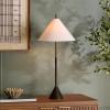 SAFAVIEH Lighting Collection – Troye Antique Silver Metal Table Lamp with White Fabric Shade, 30″ Modern Bedside or Desk Light, E26 Bulb Compatible (TBL8004A)(Antique Silver)