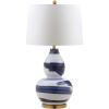 SAFAVIEH Lighting Collection Aileen Abstract Brown/ Gold Brushstroke 33-inch Bedroom Living Room Home Office Desk Nightstand Table Lamp (LED Bulb Included)(Blue/Gold)