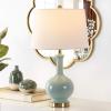 SAFAVIEH Lighting Collection Bowie Cream Ceramic 26-inch Bedroom Living Room Home Office Desk Nightstand Table Lamp (LED Bulb Included)(Robins Egg Blue)
