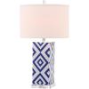 SAFAVIEH Lighting Collection Diamonds Modern Contemporary Light Blue 27-inch Bedroom Living Room Home Office Desk Nightstand Table Lamp (LED Bulbs Included)(Navy)
